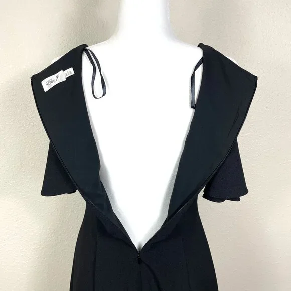 Eliza J Flutter Sleeve Fir Flare Dress Cocktail Party Black Size 6 - Picture 5 of 5